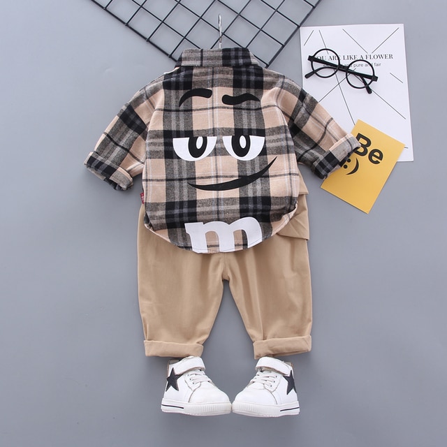 Autumn Spring Baby Boy Fashion Formal Clothing Set Kid Suits Set Plaid Shirt Pants 2pac/set Children Clothes Set 1 2 3 4 5 Years - Image 2