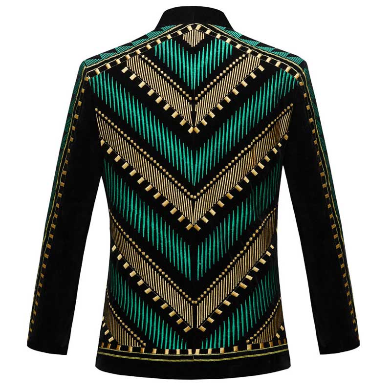 Luxury African Embroidery Cardigan Blazer Jacket Men Shawl Lapel Slim Fit Striped Suit Jacktes Male Party Prom Wedding Costumes - Image 2