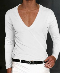 Streetwear Tops Tops Men Men 's Sexy Shirts T-Shirt T-shirts Tee Unisex Clothing Casual Deep V-Neck Long Sleeve