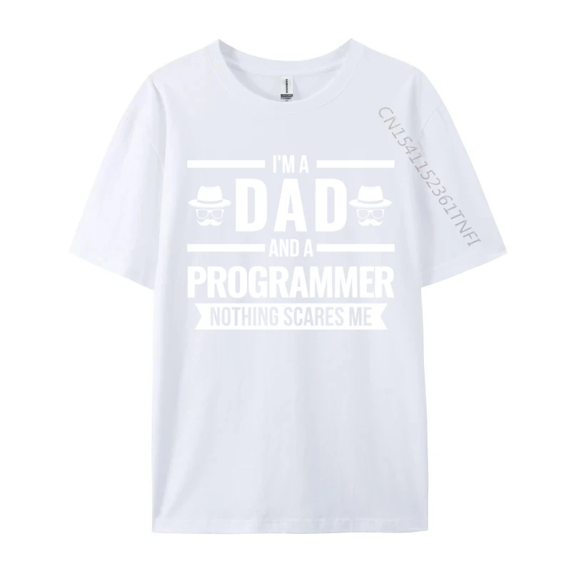 On Sale Men T Shirt Personalized Group Tops Shirts Cotton Fabric Round Collar Short Sleeve Casual T Shirt Lovers Day I am a father and a programmer computer white