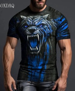 Fashion Ferocious Beast Pattern Men's T-Shirts Short Sleeve 3D Printed Street Trend Male Tee 6XL Plus Size Comfort Casual Tops