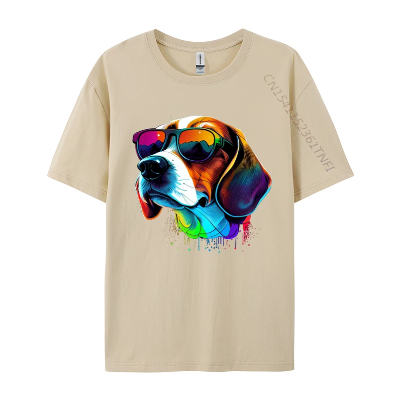 Crazy Beagle Art 2 Tops T Shirt for Men Faddish ostern Day O Neck Cotton Fabric Short Sleeve Tshirts Casual Tee Shirts Beagle Art 2 khaki