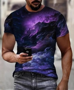 2025 Summer Fitness Sports Men's T-shirt 3D Stripe Printed Short Sleeve O-Neck Speed Leisure trend Dry Top
