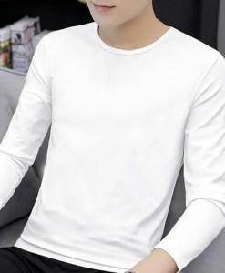Men Round Neck Shirts Long Sleeve T-Shirt Casual Undershirts Tees Tops Slim Fit Shirts Designer Solid Tee Men's Clothing