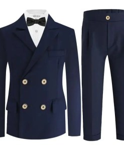 Boys Jacket Vest Pants Bowtie 4Pieces Formal Suit Set For Wedding Kids Piano Host Speech Chorus Performance Costume