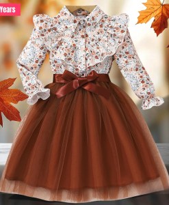 Kids Girls Dress Long Sleeve Spring Autumn Gauze Belt Children Dress Casual Soft Ventilate Cute Comfort Girls Clothing 2-7 Years