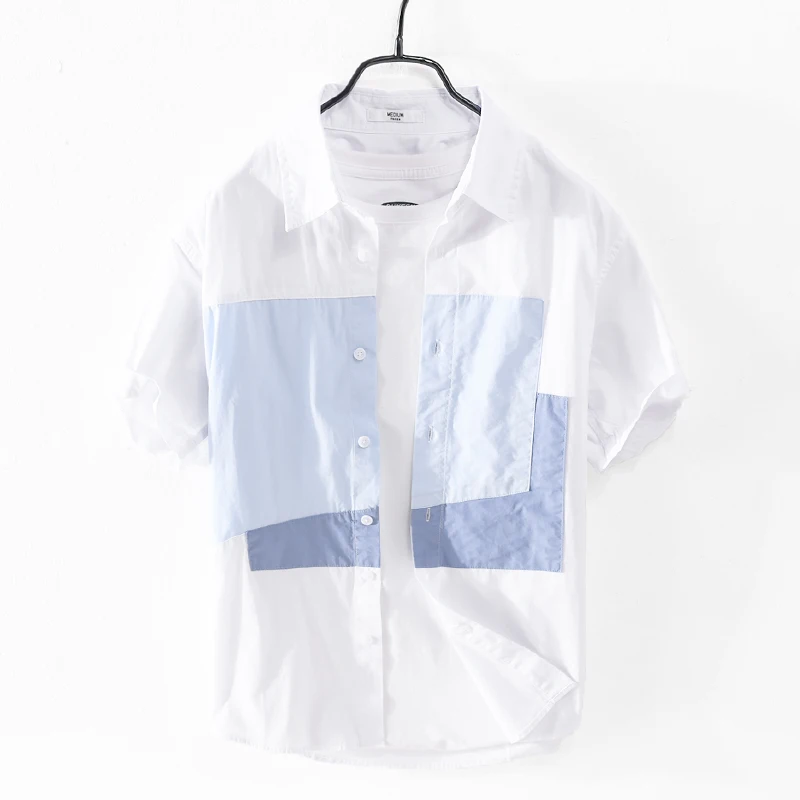 New arrival short-sleeved brand cotton shirt men casual trendy comfortable shirts for men camisa chemise tops mens clothing