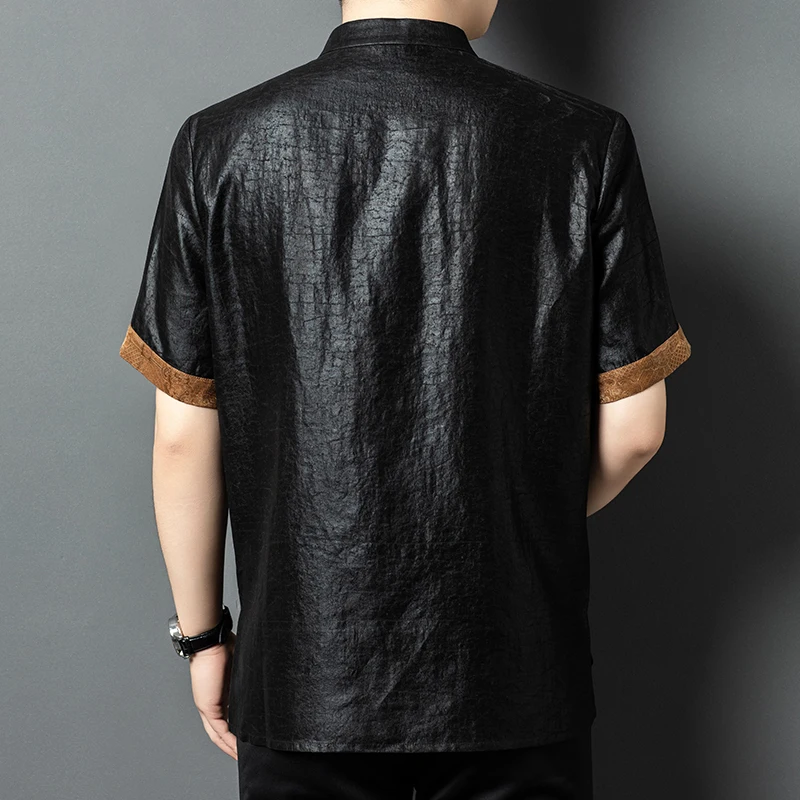 Tang Costume Premium Shirts For Men Loose Gambiered Canton Gauze Summer Quality 100% Silk Lightweight Handsome Camisas De Hombre - Image 2