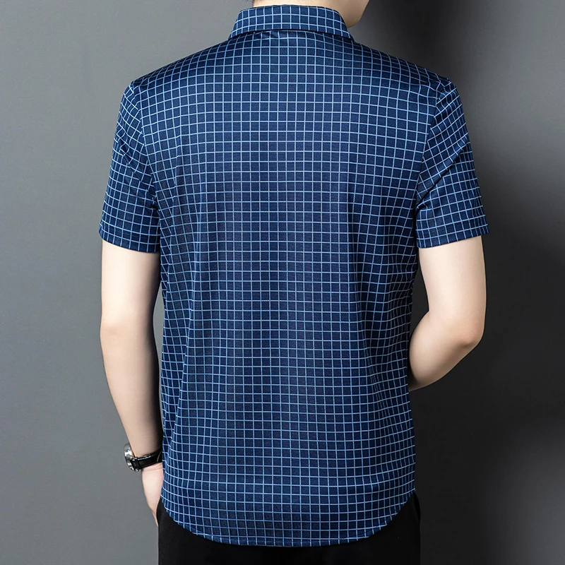 100% Silk Premium Plaid Shirts For Men Short Sleeve Smart Casual Summer High Quality Soft Comfortable All Match Camisa Masculina - Image 3